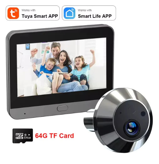 Mini Smart Tuya 3MP WiFi Door Peephole Camera - 140° Wide Angle, Battery-Powered Digital Viewer & Doorbell