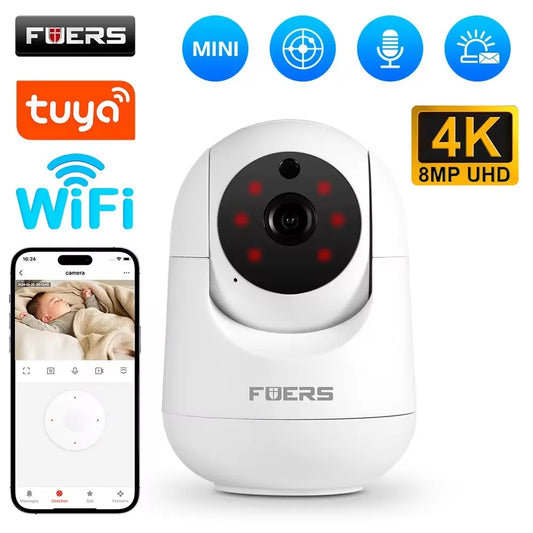 Fuers 5MP WiFi Camera Tuya Smart Home Indoor Wireless IP Surveillance Camera AI Detect Automatic Tracking Security Baby Monitor