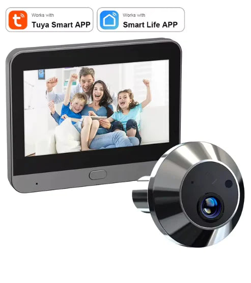 Mini Smart Tuya 3MP WiFi Door Peephole Camera - 140° Wide Angle, Battery-Powered Digital Viewer & Doorbell