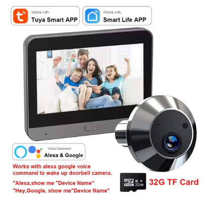 Mini Smart Tuya 3MP WiFi Door Peephole Camera - 140° Wide Angle, Battery-Powered Digital Viewer & Doorbell